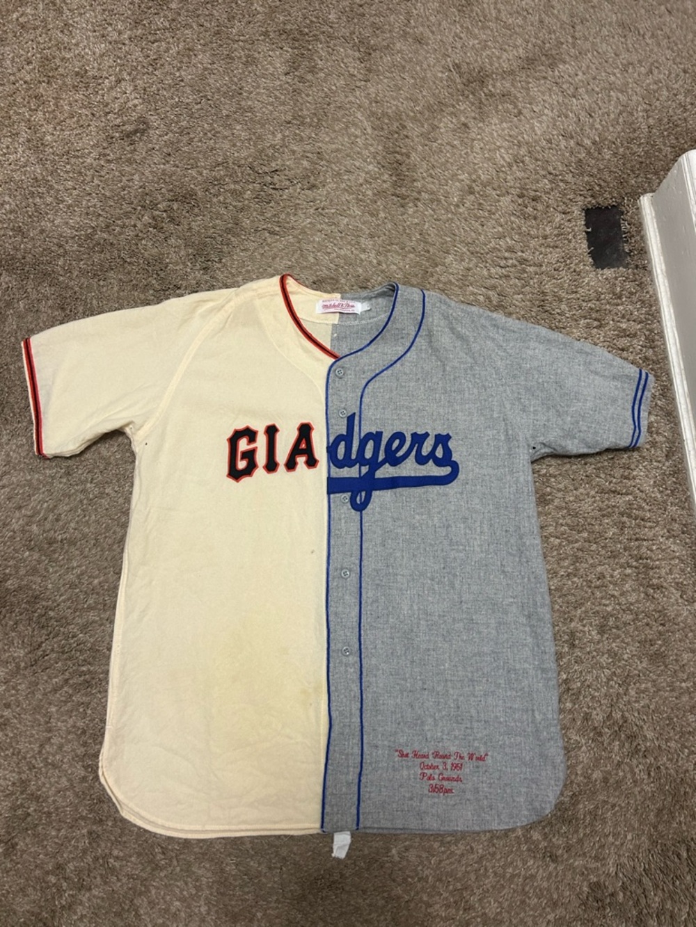 Dodgers/Giants Jersey Mitchell & Ness - Cream & Gray XL